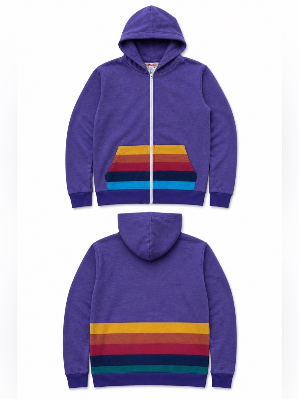🦄 Rare Vintage Aviator Nation Purple Hoodie with Front Back Stripes